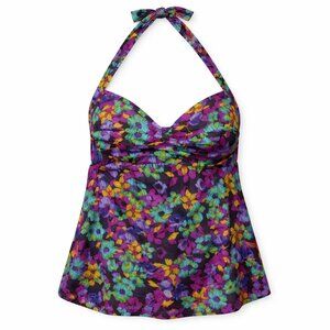 Allen B. by Allen Schwartz Tankini Top Size 16W | Bright Floral Halter Swim Top